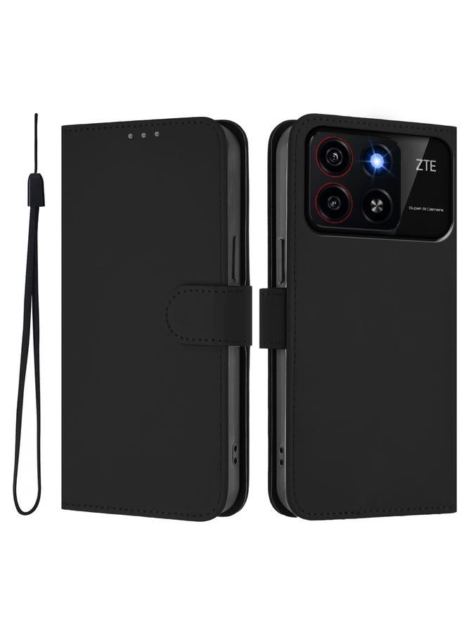 إيروريكس جراب لهاتف ZTE Blade A35 / A55 مصنوع من الجلد بلون سادة مع حبل تعليق - Image 2