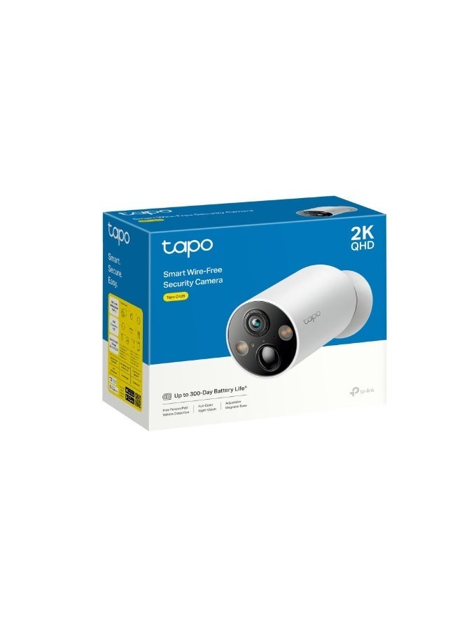 تابو كاميرا المراقبة Tapo C425 (دقة 2K 4MP QHD) لاسلكية خارجية تعمل بالبطارية، عمر بطارية يصل إلى 300 يوم، زاوية رؤية واسعة للغاية (150 درجة)، رؤية ليلية ملونة. - Image 1