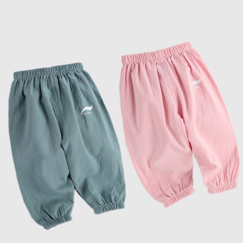 Baby'S Anti-Mosquito Pants Cotton And Linen Summer Thin Class A Quality Crotch Opening Ankle-Length Pants For Boys And Girls - Image 3