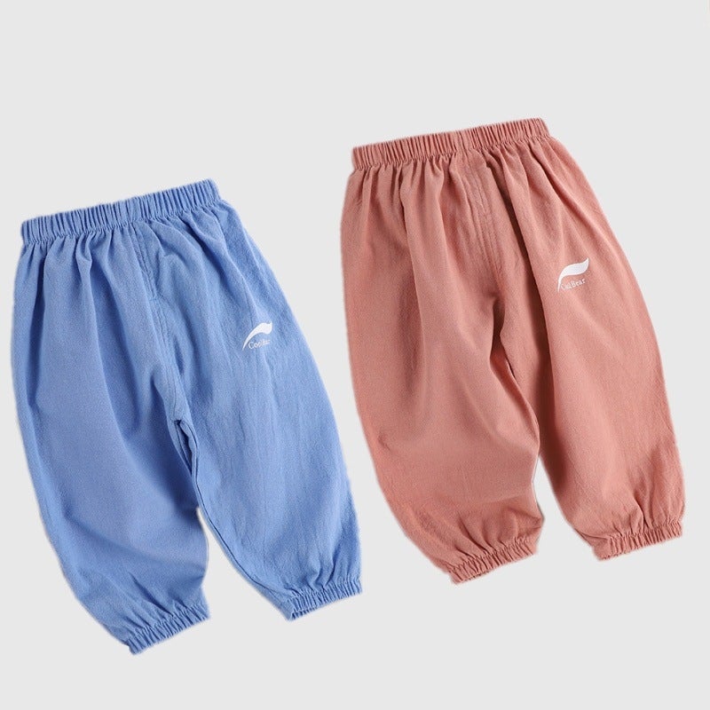 Baby'S Anti-Mosquito Pants Cotton And Linen Summer Thin Class A Quality Crotch Opening Ankle-Length Pants For Boys And Girls - Image 1