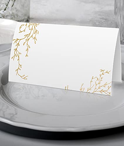 Tesedupoole Golden Leaf Food Tent Labels - 25 Pack Wedding & Banquet Table Cards - Perfect for Place Cards, Buffet Food Labels (FZ-a07) - Image 3