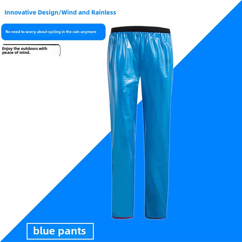 Generic Reflective Waterproof Cycling Raincoat Set Blue pants 