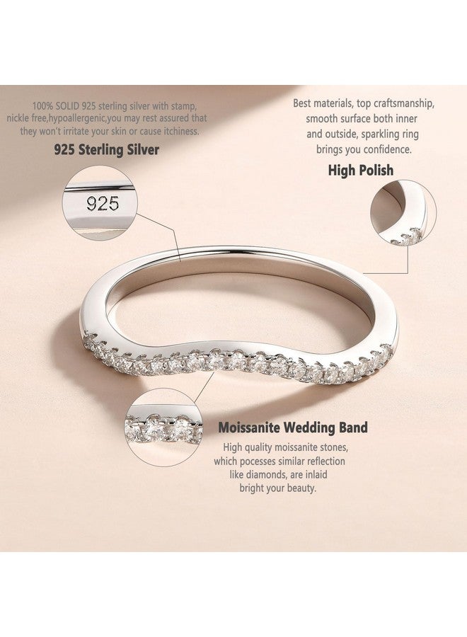 Newshe Jewellery خواتم زفاف مويسانيت المنحنية لها خواتم أبدية متراصة 925 فضة استرلينية بحجم 7 - Image 4