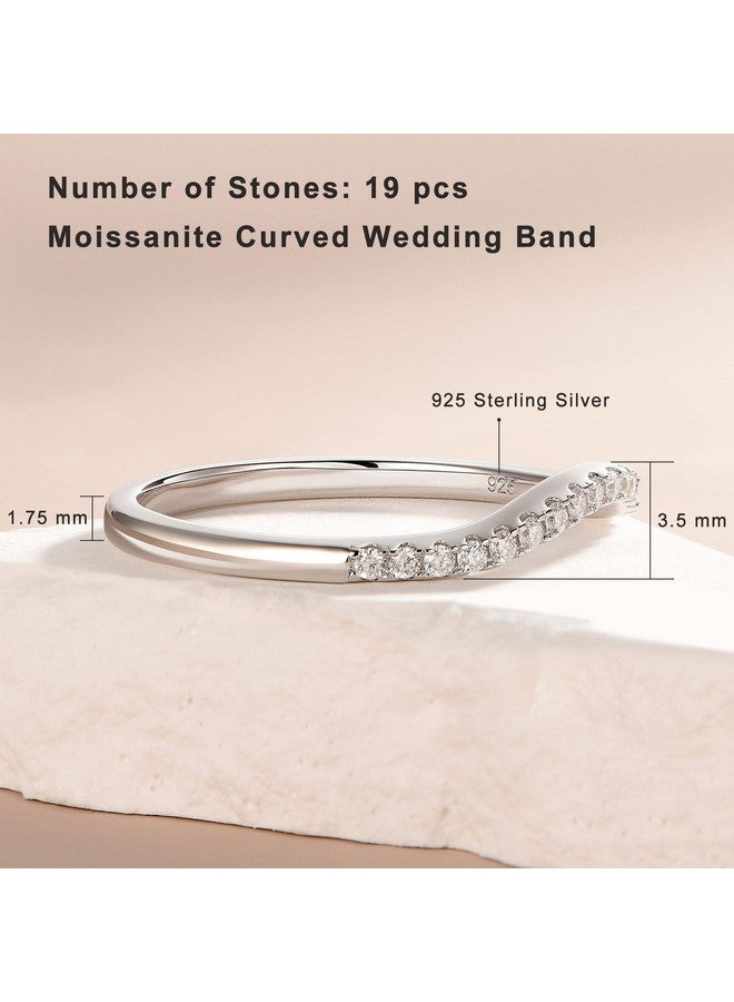Newshe Jewellery خواتم زفاف مويسانيت المنحنية لها خواتم أبدية متراصة 925 فضة استرلينية بحجم 7 - Image 3