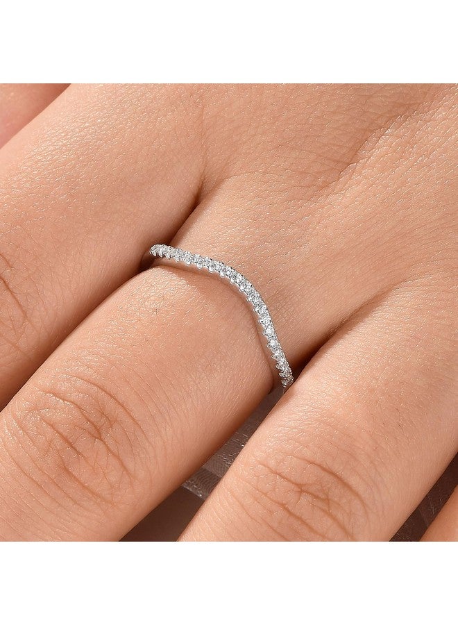 Newshe Jewellery خواتم زفاف مويسانيت المنحنية لها خواتم أبدية متراصة 925 فضة استرلينية بحجم 7 - Image 5