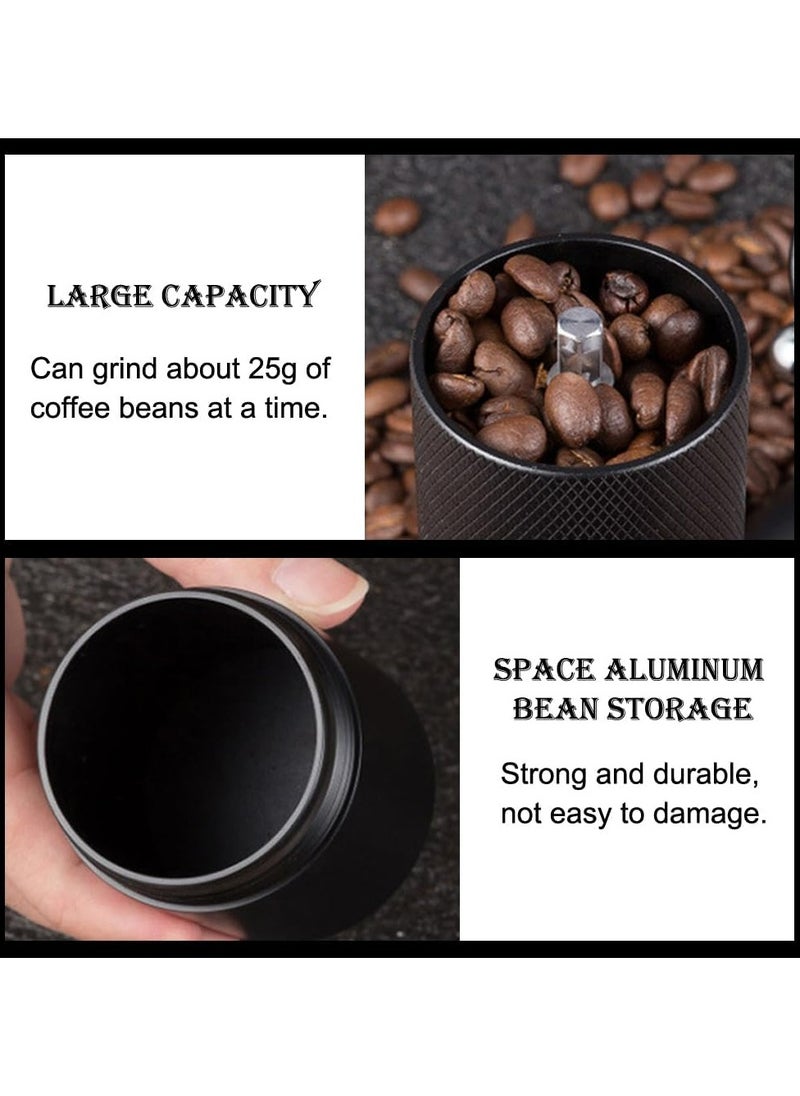 Manual coffee grinder with seven-tooth CNC stainless steel grinding core, 25g capacity, 12 adjustable grinds for more precision, black