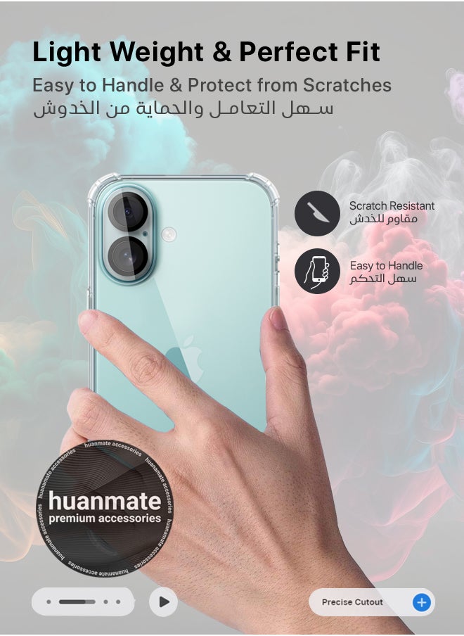 هووانميت - 3 في 1 مجموعة حماية لهاتف أبل آيفون 16 - حافظة فائقة الوضوح ومضادة للصدمات، واقي شاشة زجاجي للخصوصية【مضاد للتجسس】وواقي عدسة الكاميرا، حماية 360 درجة، سهل التركيب - Image 1