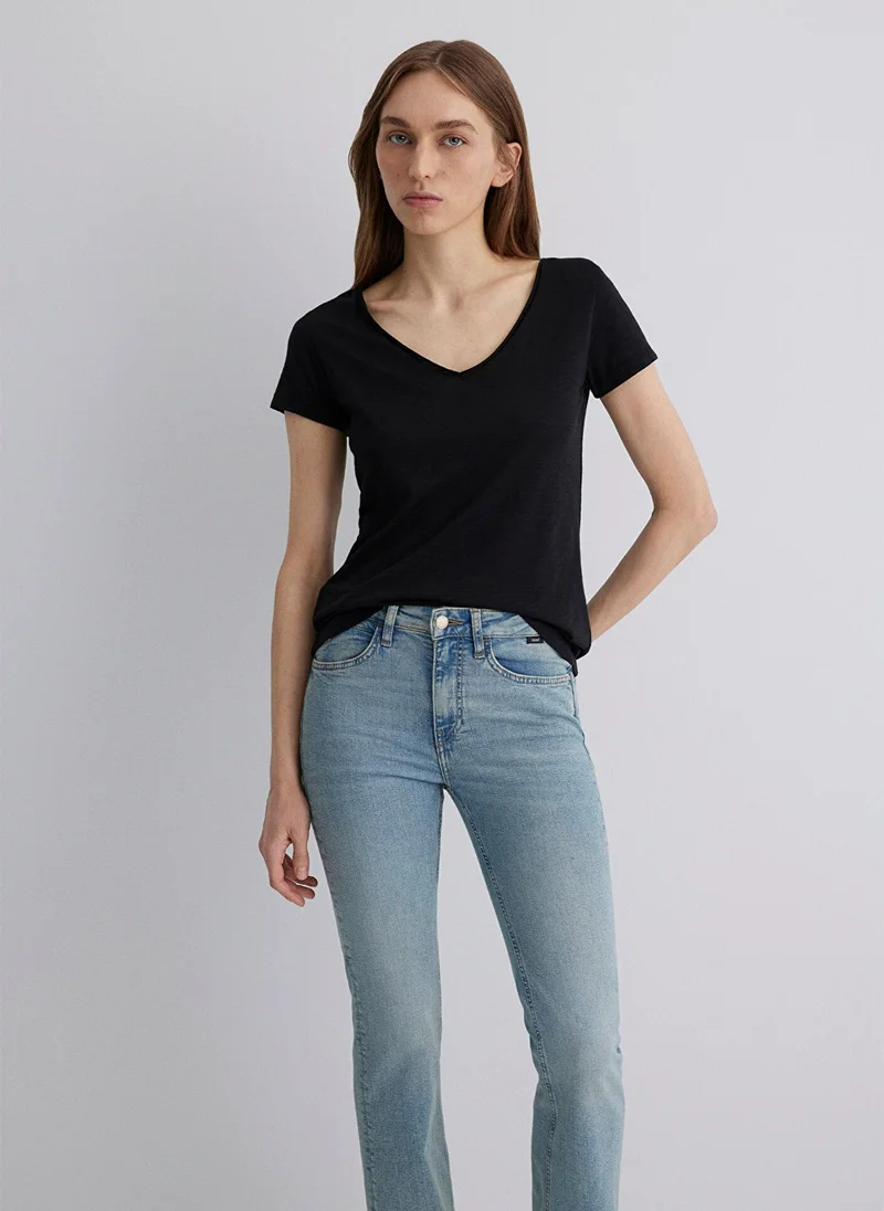 MAVI V Neck Black Basic T-Shirt