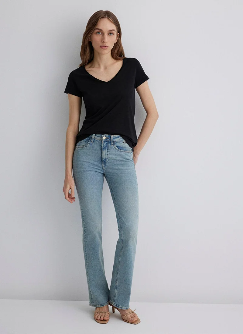 MAVI V Neck Black Basic T-Shirt