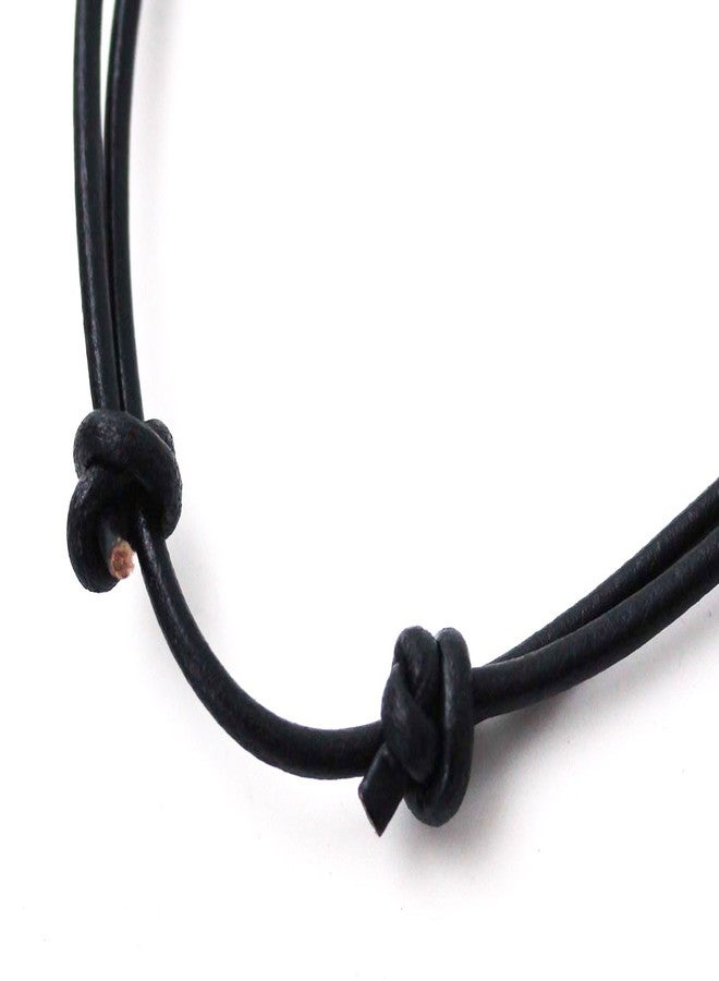 LynnAround Sturdy Beach Choker Surf Necklace Adjustable Genuine 2mm, 3mm Round Brown/Black Leather Cord (Black3mm(14"-28")) - Image 2
