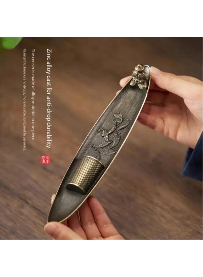 GORVIQUE Brass Incense Holder – Traditional Incense Stick Holder for Meditation, Yoga, Home & Office Counters | Decorative Aromatherapy Accessory, Vintage look, Metal - Image 5