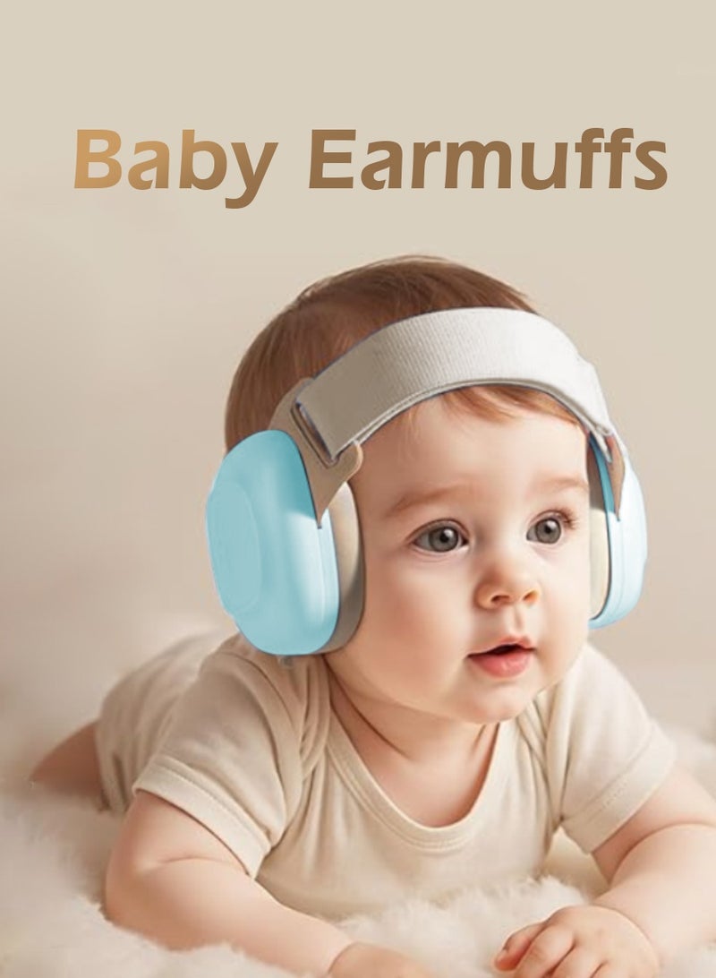 Soft Touch Baby Ear Muffs, Baby Headset, Baby Plane Ear Muffs Noise Protection for Infant and Babies 0- 48 Months, Baby Earplug, 24dB Sound Reduction, Adjustable Ear Muffs for Ear Protection, Hearing Damage & Improves Sleep,Travel (Blue) - Image 3