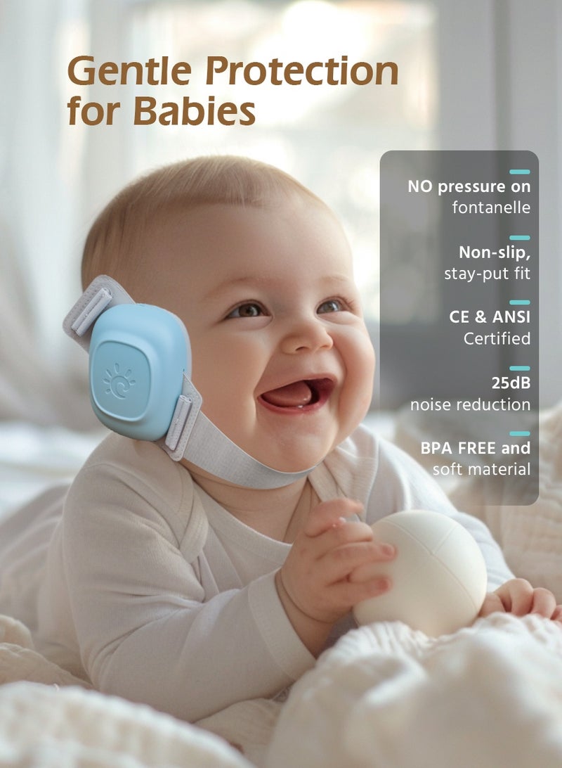 Soft Touch Baby Ear Muffs, Baby Headset, Baby Plane Ear Muffs Noise Protection for Infant and Babies 0- 48 Months, Baby Earplug, 24dB Sound Reduction, Adjustable Ear Muffs for Ear Protection, Hearing Damage & Improves Sleep,Travel (Blue) - Image 4