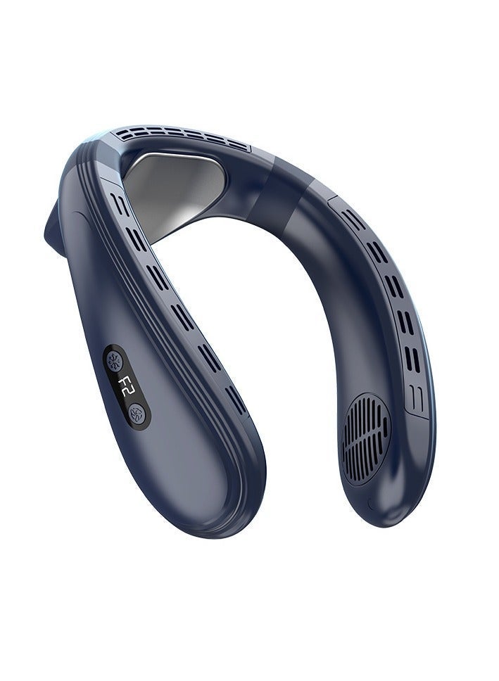 Neck Cooling Air Conditioner - 360° turbine airflow，5200mAh battery, semiconductor cooling, wearable bladeless fan, suitable for outdoor use, cools you down by 15°C in seconds! - Blue - Image 1
