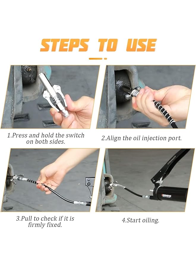 Generic Grease Gun Coupler Double Handle Grease Gun Tips Leak Proof Grease Coupler For Automobiles  - Image 4
