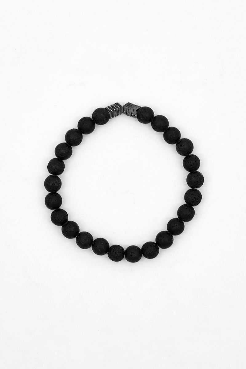 Steeltime Men Row Shape Hematite Beaded Stretch Bracelet, Black - Image 3