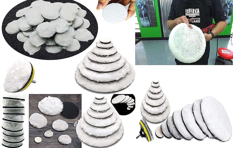 DIY Crafts DIY Crafts 4 Pcs, 5"inch Fur Felt Pad Only, Only Fur Wool Felt Pad For Your Kit Polishing Drill Buffing Felt Pads Waxing Sealing Glaze Finishing Glass S (4 Pcs, 5"inch Fur Felt Pad Only)  - Image 2