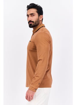 Men Regular Fit Solid Full Sleeves Polo Shirt, Brown - pzsku/Z13874C910D31E1FE143FZ/45/_/1738678442/67883967-e4a5-4e05-9be1-843c4343bd54