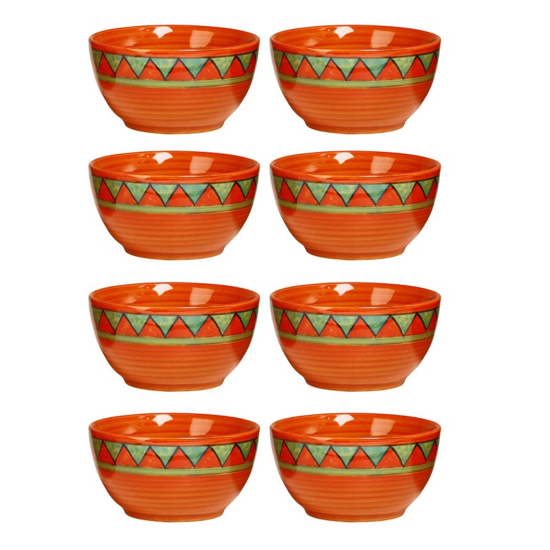 Caffeine Stoneware Handmade Orange Triangle Katori Bowl, 4 In, Orange, 8 Piece - Image 1