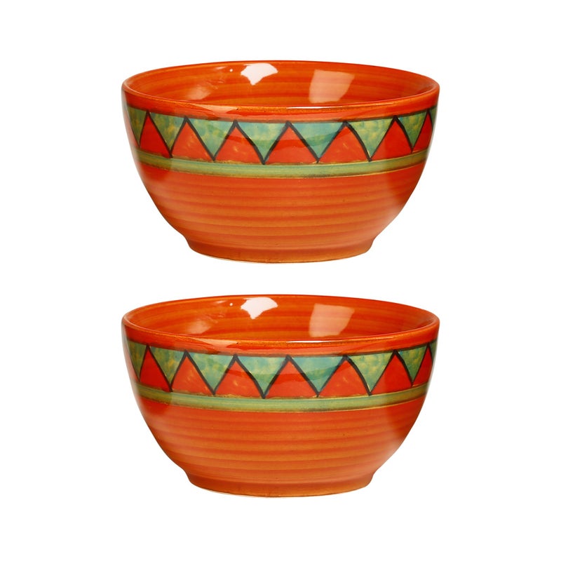 Caffeine Stoneware Handmade Orange Triangle Katori Bowl, 4 In, Orange, 8 Piece - Image 2