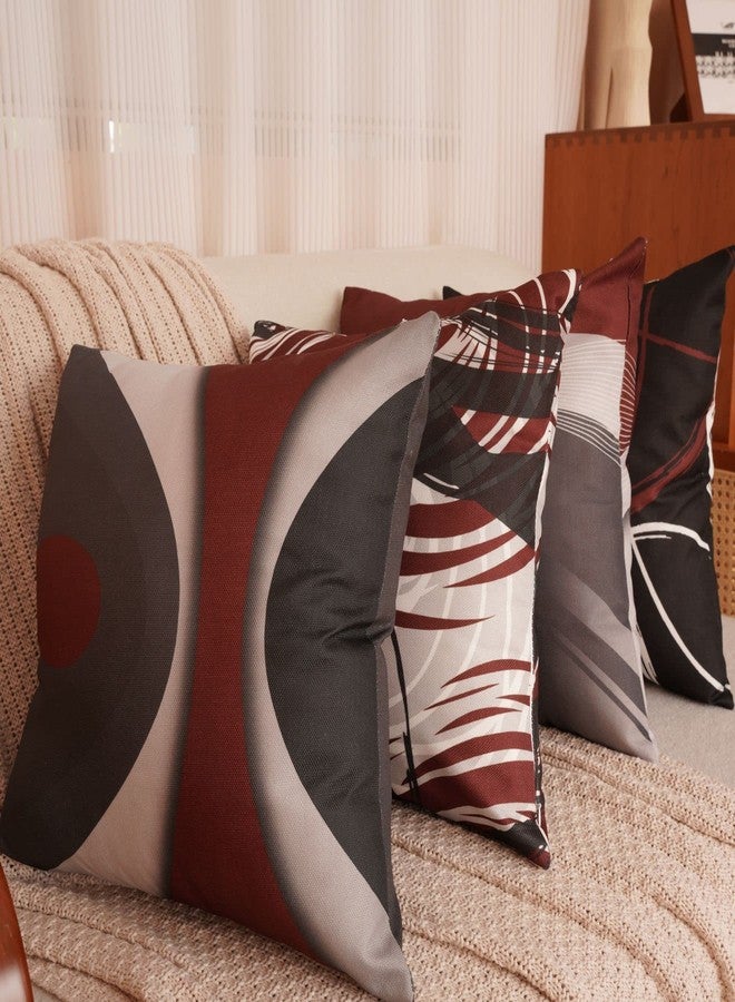 EZVING Set of 4 Throw Pillow Covers Modern Abstract Wine Red Stripes Gray Black White Acrylic Bold Grey Decorative Pillow Cases Home Decor Square 18x18 Inches Pillowcases - Image 2