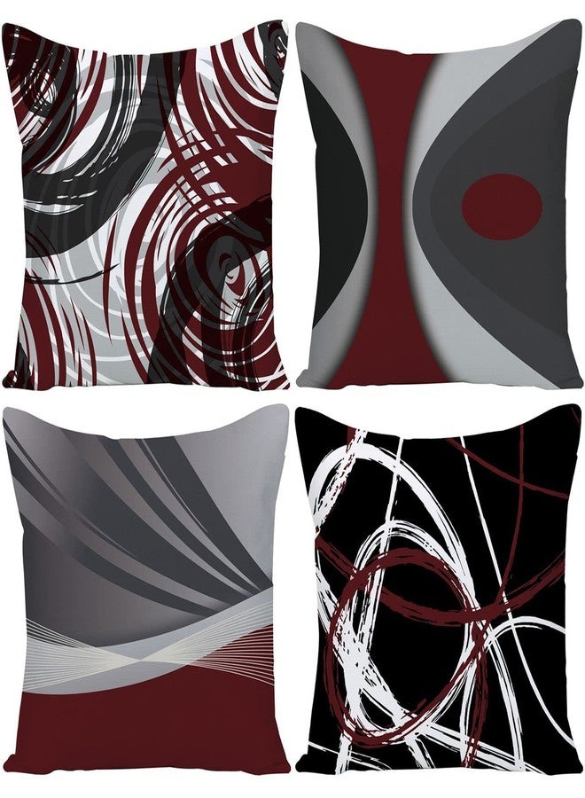 EZVING Set of 4 Throw Pillow Covers Modern Abstract Wine Red Stripes Gray Black White Acrylic Bold Grey Decorative Pillow Cases Home Decor Square 18x18 Inches Pillowcases - Image 1