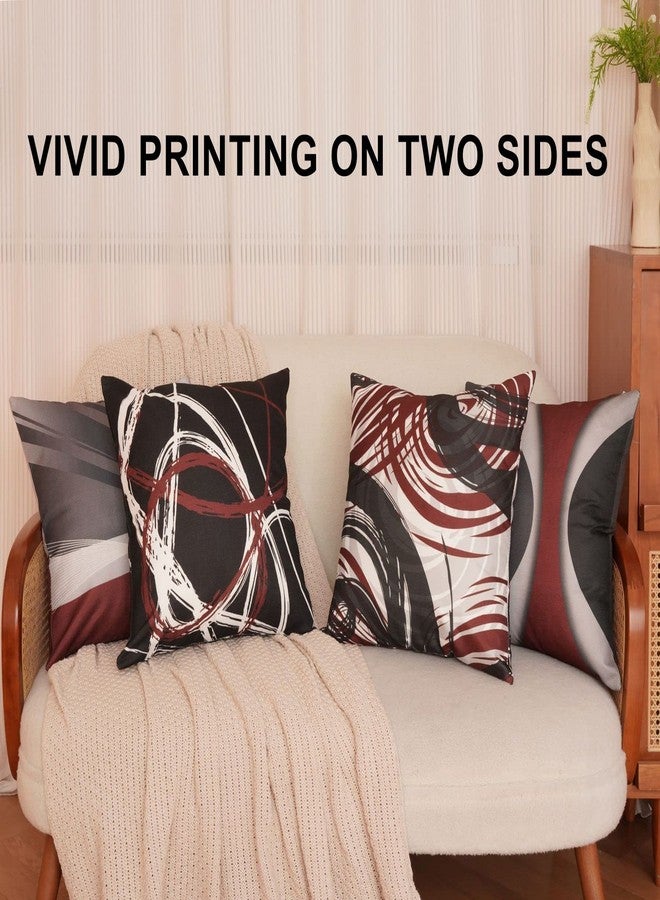 EZVING Set of 4 Throw Pillow Covers Modern Abstract Wine Red Stripes Gray Black White Acrylic Bold Grey Decorative Pillow Cases Home Decor Square 18x18 Inches Pillowcases - Image 4