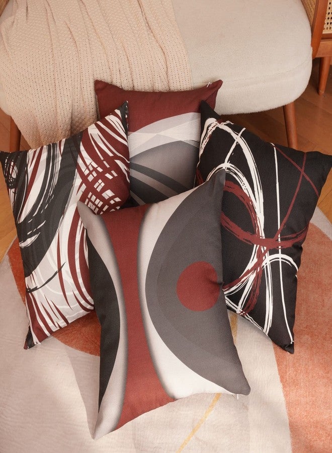 EZVING Set of 4 Throw Pillow Covers Modern Abstract Wine Red Stripes Gray Black White Acrylic Bold Grey Decorative Pillow Cases Home Decor Square 18x18 Inches Pillowcases - Image 5