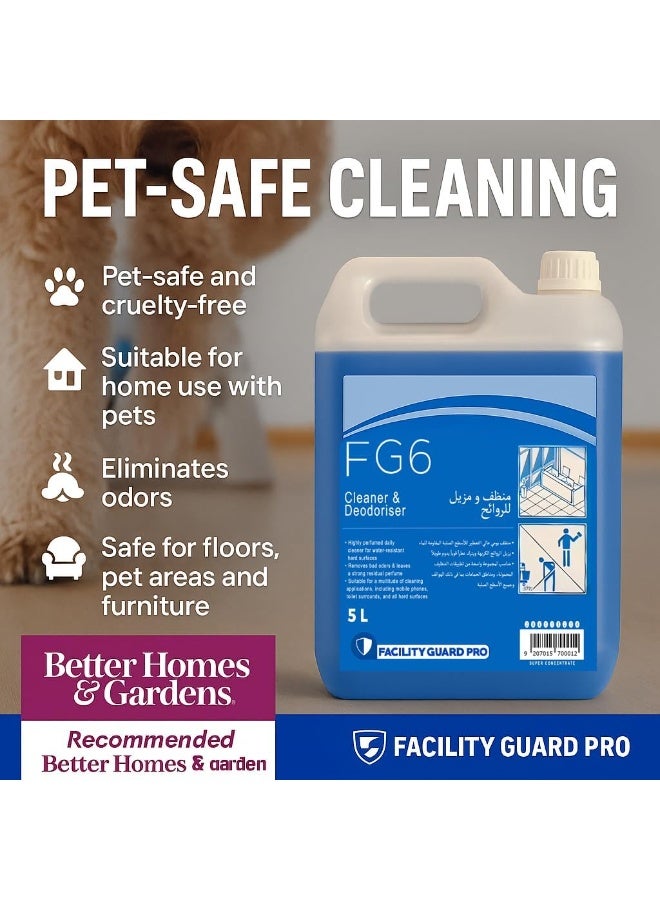 Reza Hygine Al Haram Disinfectant - FG6 Plus Sprint Flower - Professional Floor Cleaner Liquid and Deodoriser, 5L Multi-Purpose Cleaner, Powerful Odor Eliminator, and Disinfectant for Homes, Hotels, Offices - معطر الحرم منظف ومعقم  - Image 4