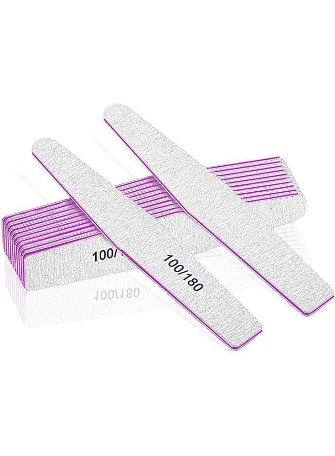 12 Pack Professional Nail File, Professional Nail Art Tool Kit, Acrylic Nail Fine Grit Nail File, Nail Styling Tool, Nail Polisher Washable, Double Sided Emery Board, for Home and Salon Use - Image 1