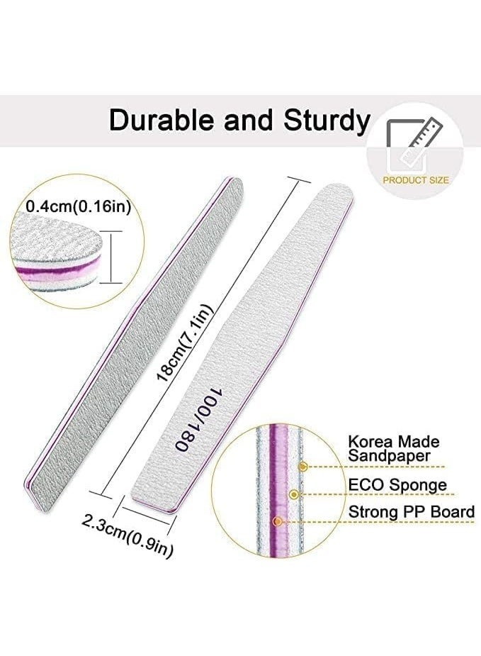12 Pack Professional Nail File, Professional Nail Art Tool Kit, Acrylic Nail Fine Grit Nail File, Nail Styling Tool, Nail Polisher Washable, Double Sided Emery Board, for Home and Salon Use - Image 2