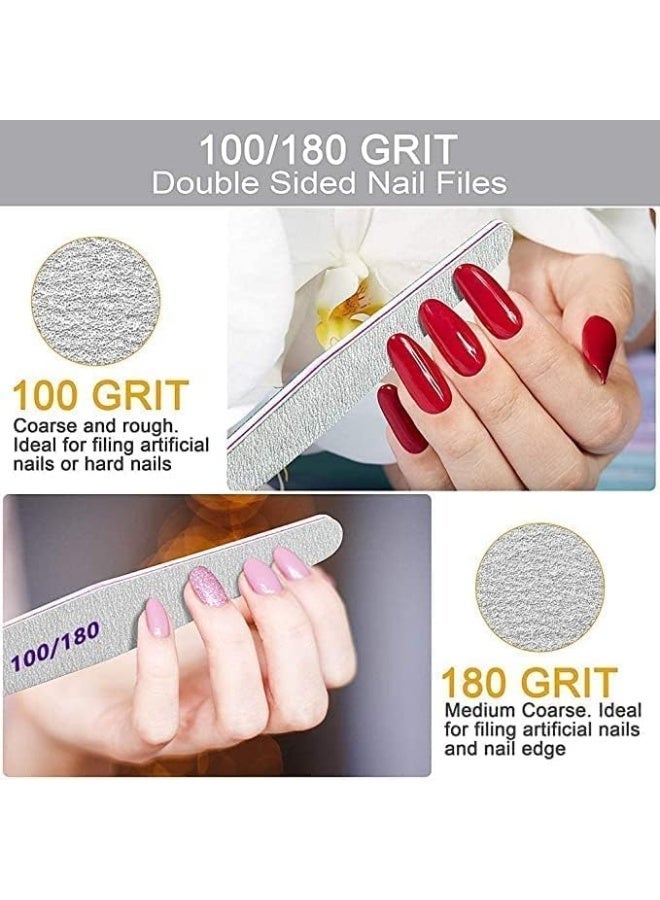 12 Pack Professional Nail File, Professional Nail Art Tool Kit, Acrylic Nail Fine Grit Nail File, Nail Styling Tool, Nail Polisher Washable, Double Sided Emery Board, for Home and Salon Use - Image 5