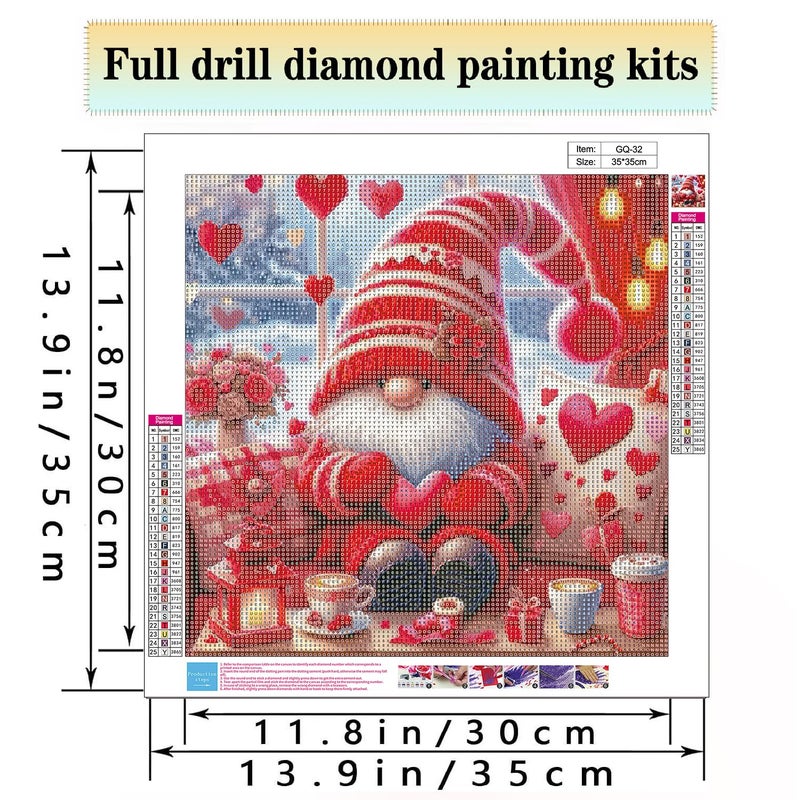 TaeYsck Valentine's Day Diamond Painting Kits for Adults Beginners,Gnome 5D DIY Diamond Art Kit Full Round Drill Diamond Dot Gem Art for Adults,Paint with Diamonds Pictures Adult Crafts Diamond Kit - Image 2