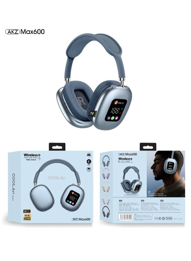 2025 New MAX600 Wireless Over-Ear Bluetooth Headphones with Digital Display and Card Reading Function
