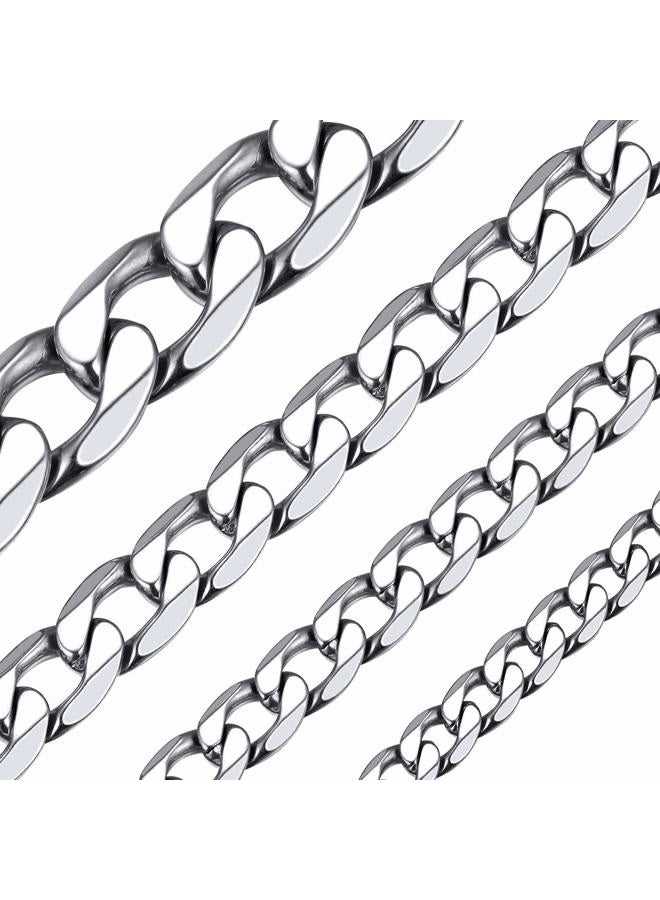 ChainsHouse Stainless Steel Curb Cuban Chain 6mm 20inch Mens Necklace Silver Color - Image 1