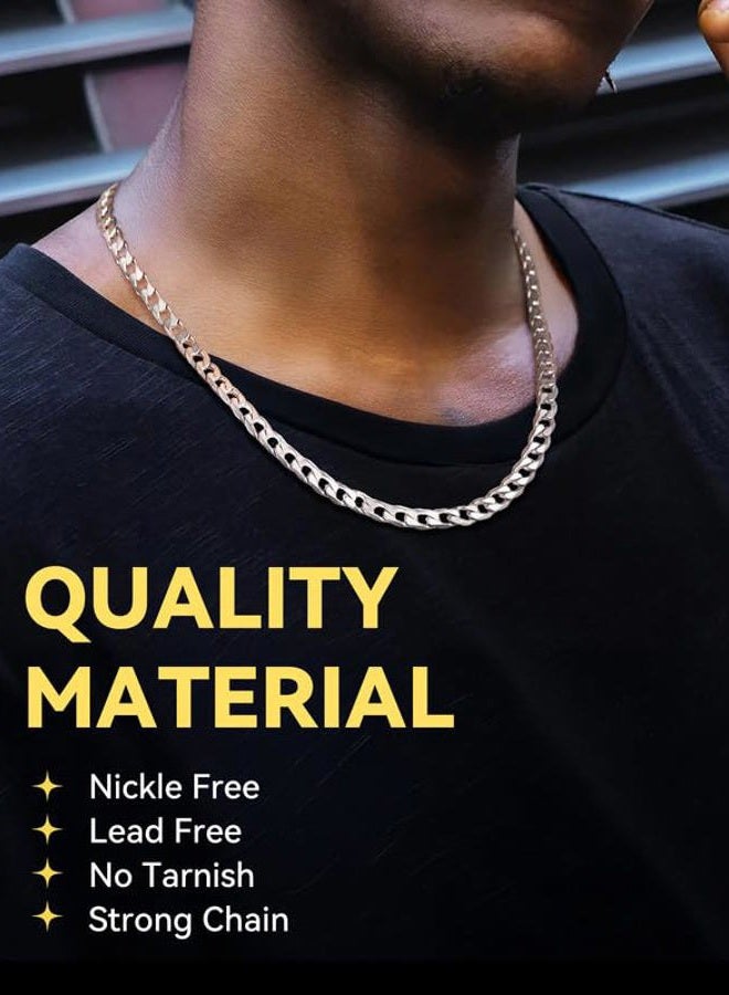 ChainsHouse Stainless Steel Curb Cuban Chain 6mm 20inch Mens Necklace Silver Color - Image 2