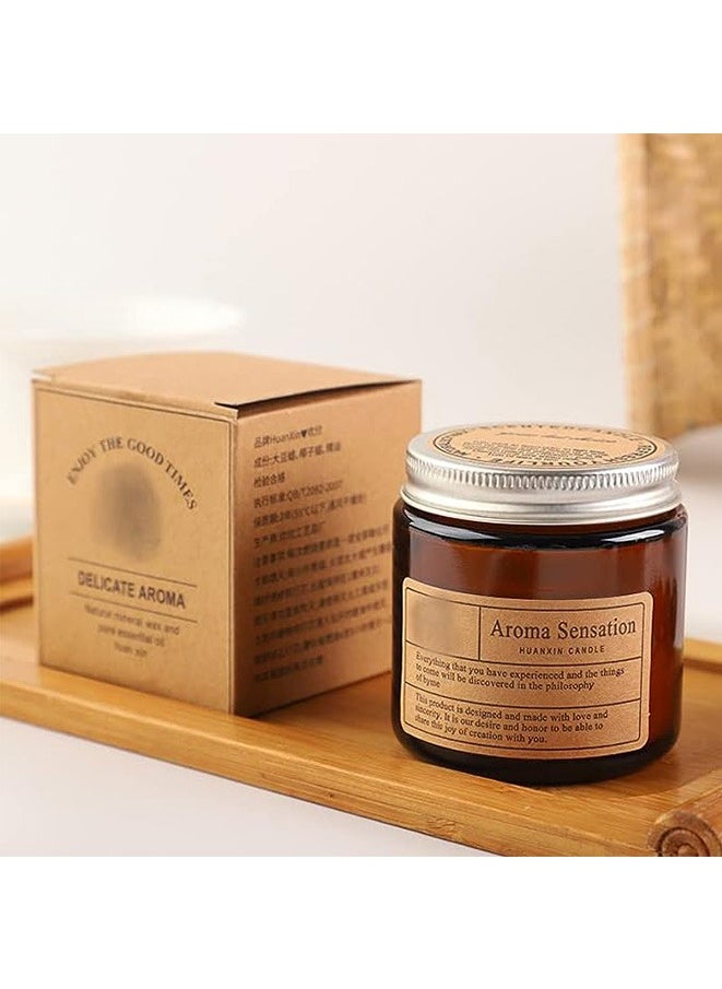 Generic Scented Amber Jar Candles Country Home Decor Scented Candles Natural Soy Candles For Home Scented Ideal Gift for Mom (Sandalwood)  - Image 2