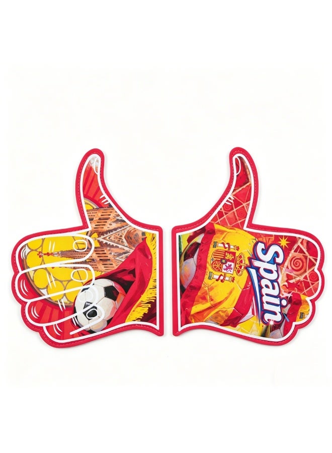 HOMESTAR 1 Pair of Spain Foam Hand Cheering Gloves, World Cup Cheering Prop, Soccer Game Day Accessories, Stadium Team Cheering Glove For Men And Women, Fan Party Thumb Up Hand, For Football Matches Sports Events Fan Gatherings, One Size Fits All, 22x28cm - Image 1