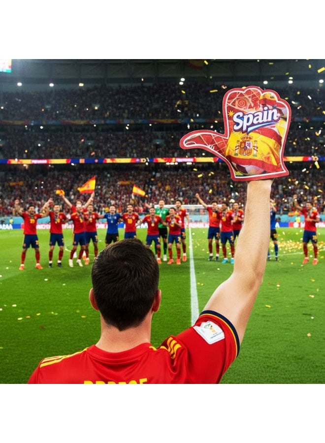 HOMESTAR 1 Pair of Spain Foam Hand Cheering Gloves, World Cup Cheering Prop, Soccer Game Day Accessories, Stadium Team Cheering Glove For Men And Women, Fan Party Thumb Up Hand, For Football Matches Sports Events Fan Gatherings, One Size Fits All, 22x28cm - Image 2