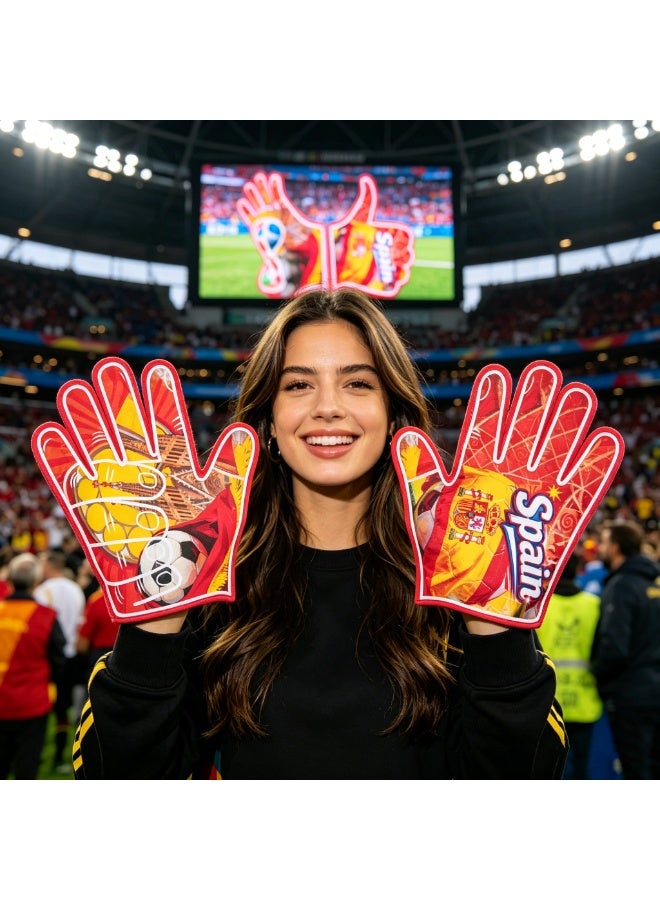 HOMESTAR 1 Pair of Spain Foam Hand Cheering Gloves, World Cup Cheering Prop, Soccer Game Day Accessories, Stadium Team Cheering Glove For Men And Women, Fan Party Thumb Up Hand, For Football Matches Sports Events Fan Gatherings, One Size Fits All, 22x28cm - Image 4