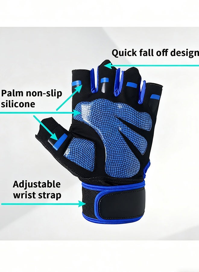 Happy D Weight Lifting Gloves, Workout Gloves for men and Women, Cycling Gloves with non-slip Silicone & Wrist Support Adjustable Velcro Strap, Suitable for Fitness Training Weightlifting - Image 3