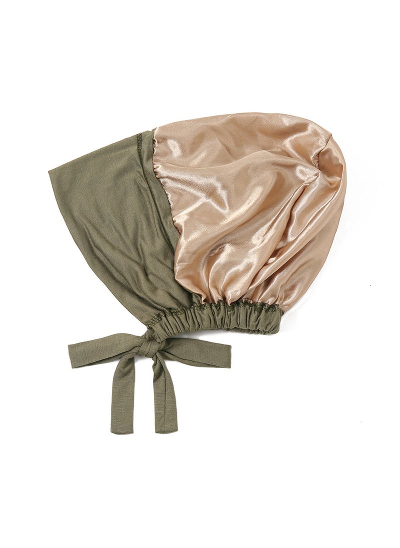 Generic - New Modal Satin Lined Elastic Beanie 9# Khaki - Image 1