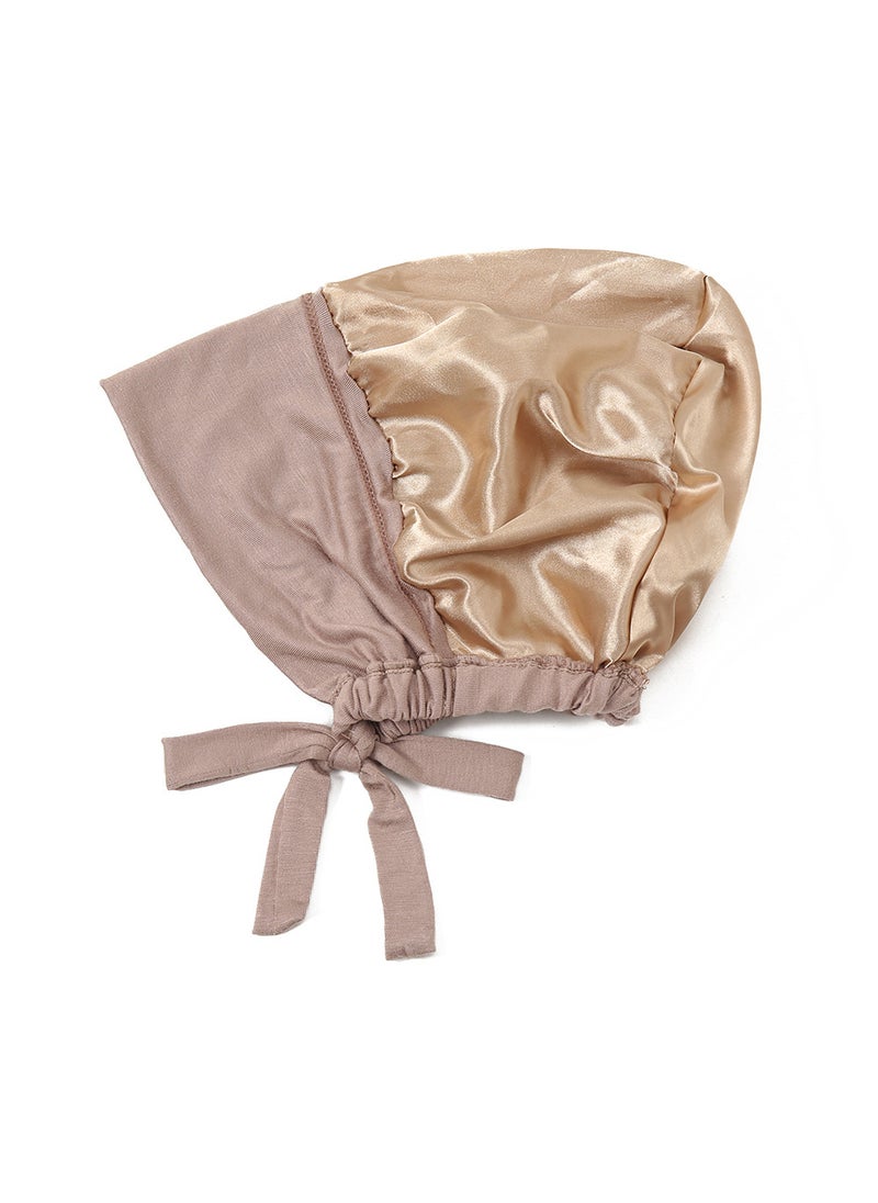 Generic - New Modal Satin Lined Elastic Beanie 9# Khaki - Image 1