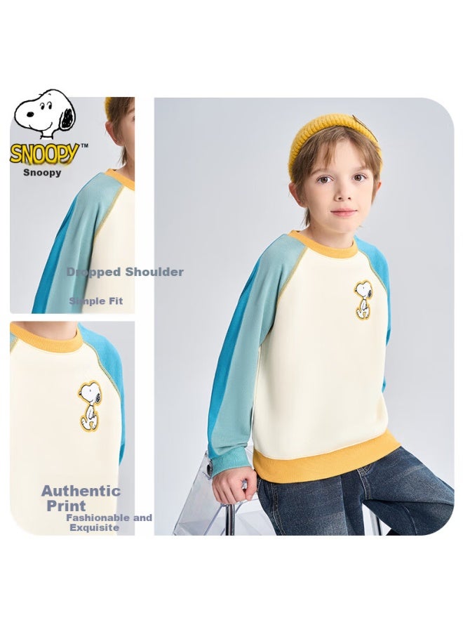 Snoopy Kids Colorblock Fashion Pullover Sweatshirt Blue 160