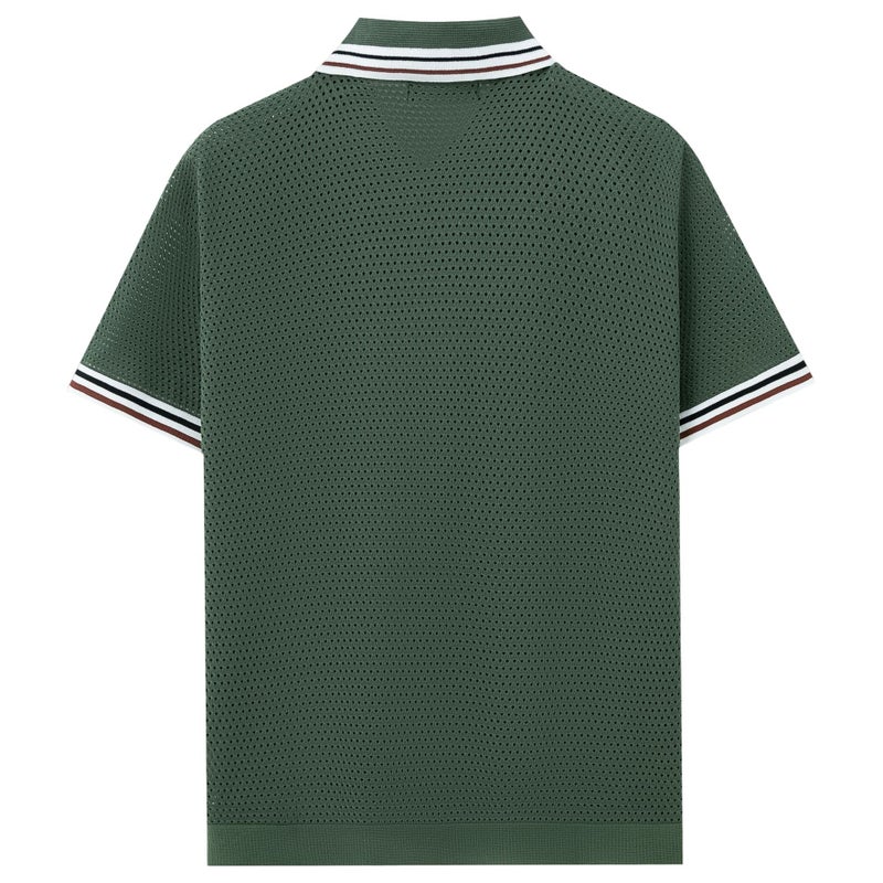 Men's Casual Knitted Polo Shirt Short Sleeve - Image 3