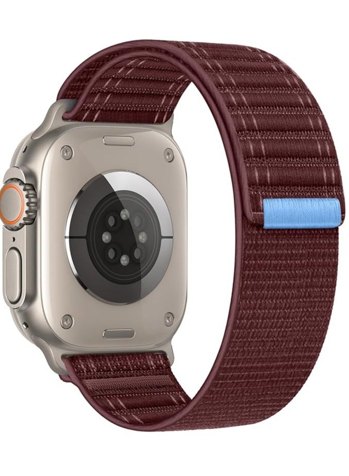 MIGOFAST Apple Watch Strap 46mm 45mm 44mm 49mm Men  Braided Sport Loop Band for IWatch Series 10 9 8 7 6 5 4 3/SE 2/Ultra 2  Breatheable Nylon Fabric Velcro Strap Wine Red - Image 1