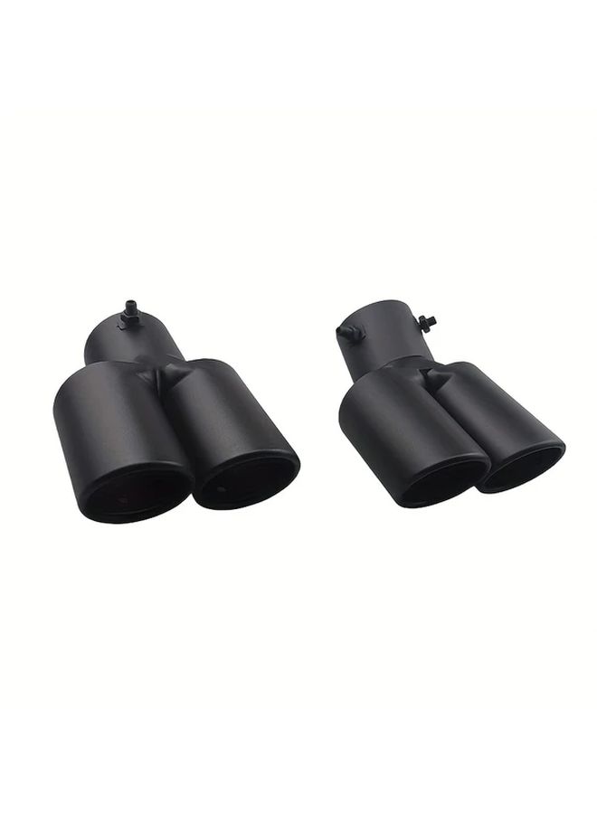 Silvery Straight 2.5 Inch Car Exhaust Tail Pipe Dual Outlet Stainless Steel Tip Practical Auto Modification - Image 3