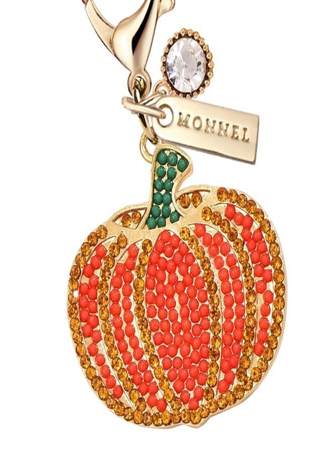 MONNEL MC379 Crystal Pumpkin with Lobster Clasp Charm for Women with Velvet Bag (Orange,1 Piece) - Image 2