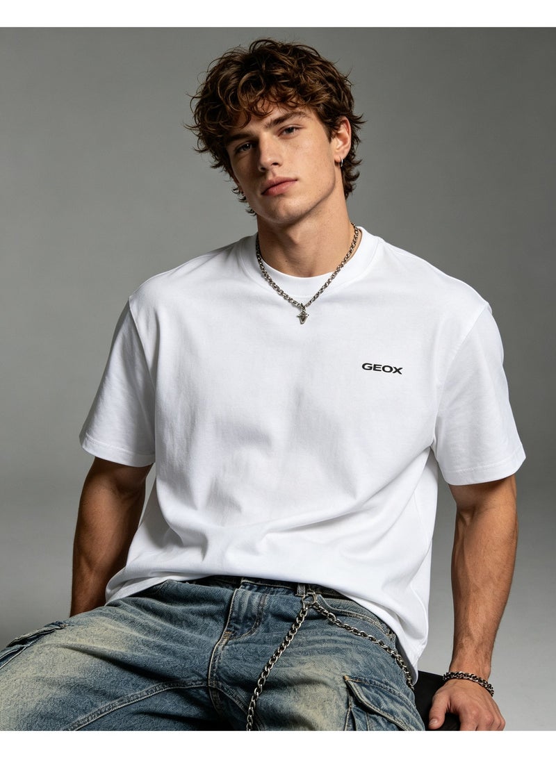 GEOX Unisex Crew Neck Short Sleeve T‑Shirt, Modern Urban Everyday Top For Men Women, White - Image 1