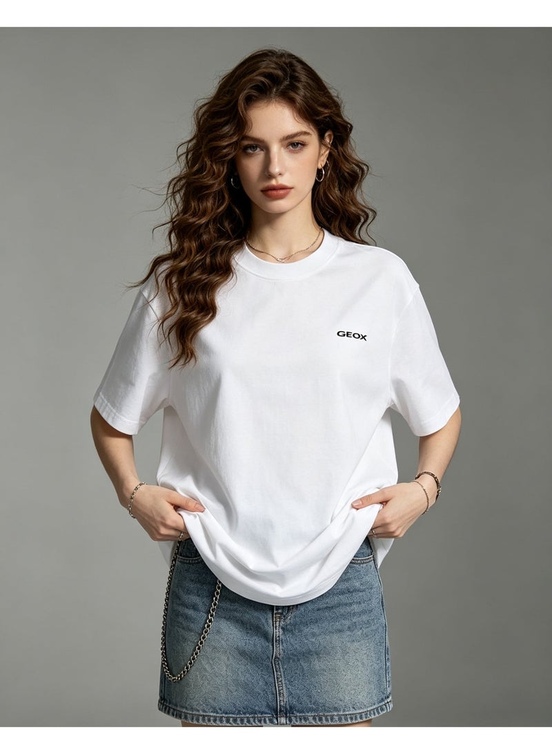 GEOX Unisex Crew Neck Short Sleeve T‑Shirt, Modern Urban Everyday Top For Men Women, White - Image 2
